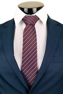 Červená kravata s barevnými pruhy B&P0708