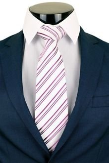 Bílá  kravata s barevnými pruhy BP0513