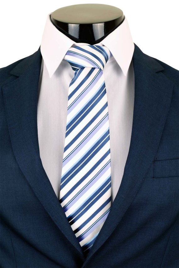 Bílá kravata s barevnými proužky BP0510 